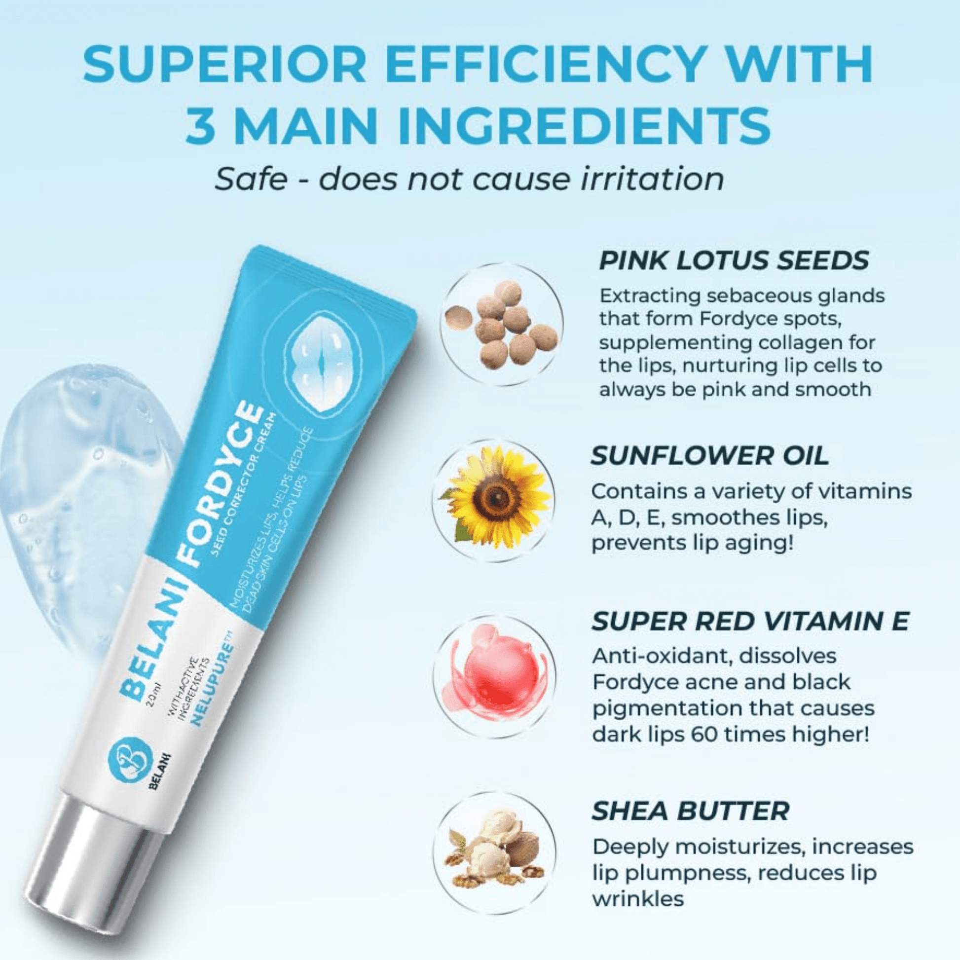 Belani Fordyce Spots Lip Cream, Hydrating Dark Lip Treatment, Fordyce Seeds 0.7 fl oz