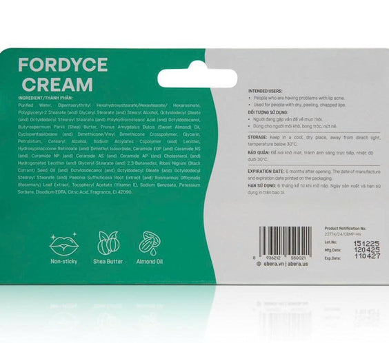 Abera Fordyce Cream – Advanced Formula with HPR (Next-Gen Retinoids), Fordyce Spot & Lip Acne Remover, All-day Moisturizing, Help Improve Dry, Chapped and Dark Lips, For Sensitive Lips (0.7 Oz)